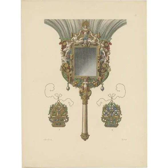 Late 19th Century Hefner-Alteneck, Feather Duster with Mirror, 1890, Chromolithograph For Sale - Image 5 of 5