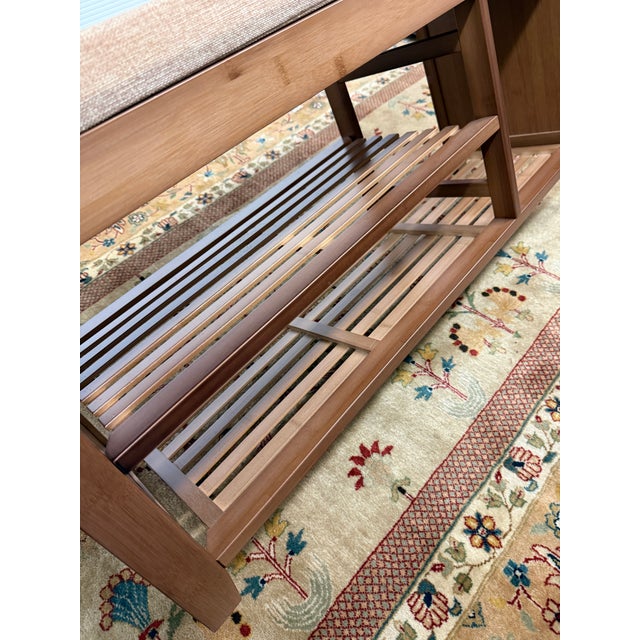Transitional Wood Padded Bench Seat For Sale - Image 9 of 12