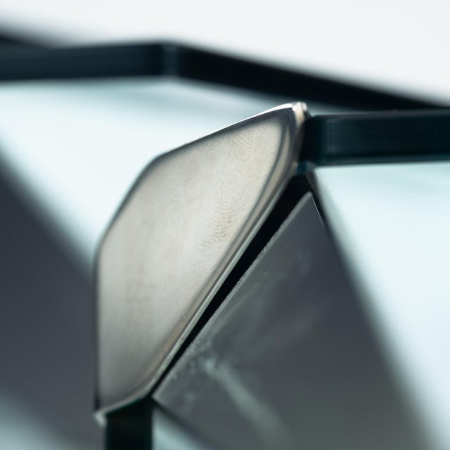 Corner Trangle Nesting Tables in Glass Chrome by Pierangelo Gallotti for Galotti & Radice, 1970s, Set of 4 For Sale - Image 6 of 18