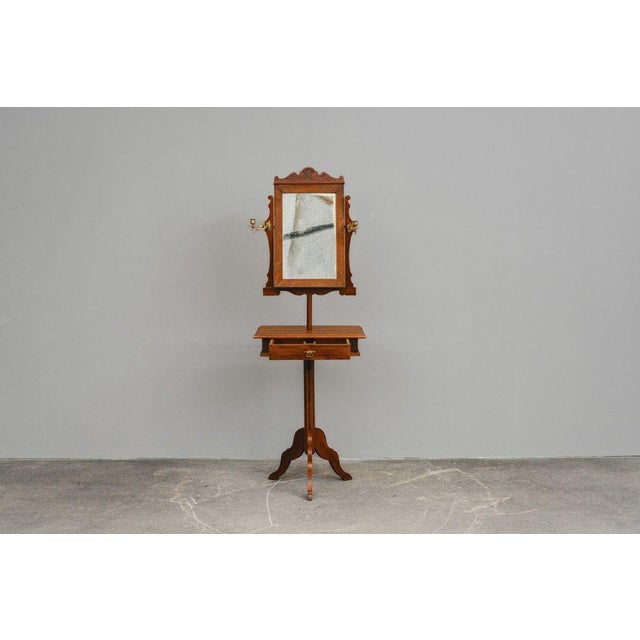 Art Nouveau Vanity Mirror in Walnut, 1900s For Sale - Image 3 of 18