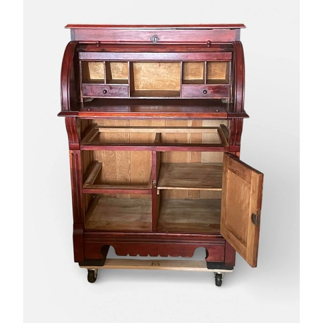 Victorian Eastlake Barrel Top Desk C. 1870 For Sale - Image 4 of 18