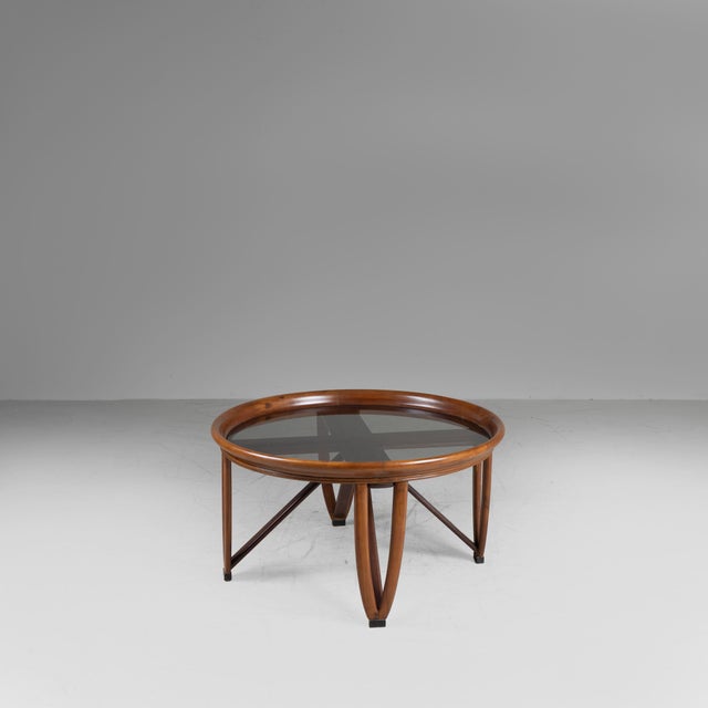Round Walnut Coffee Table, Brazil, 1950s For Sale - Image 14 of 14