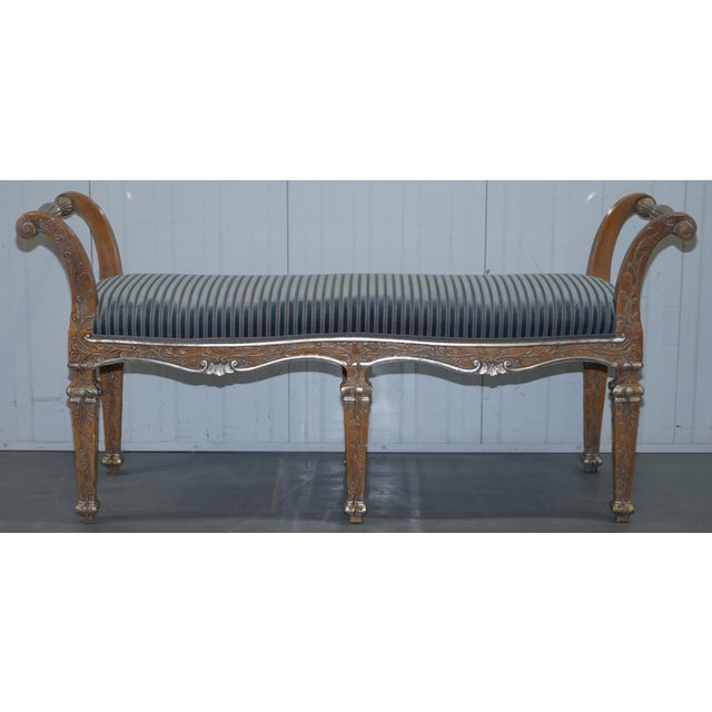 18th Century Polychrome Painted Window Seat with Ornate Floral Carvings For Sale - Image 17 of 18