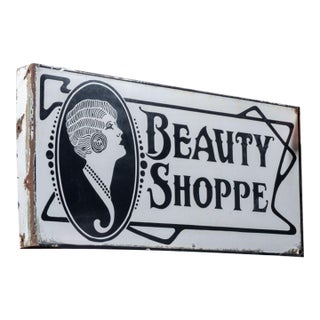 Antique D S P "Beauty Shoppe" Storefront Flange Sign For Sale
