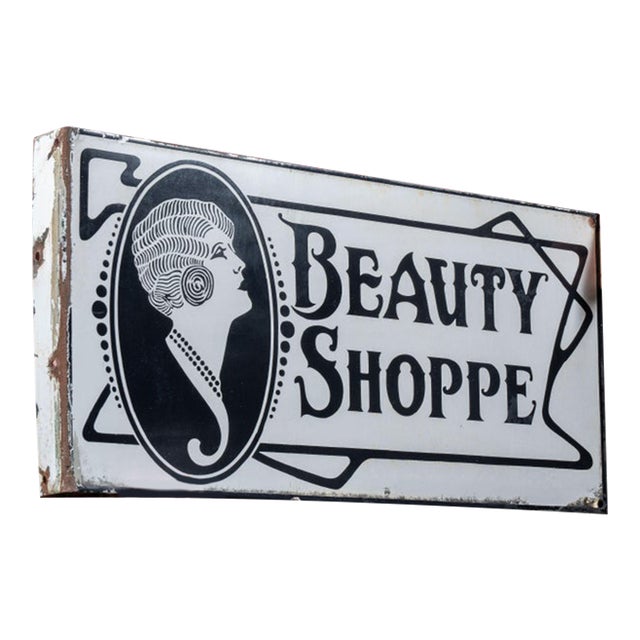 Antique D S P "Beauty Shoppe" Storefront Flange Sign For Sale