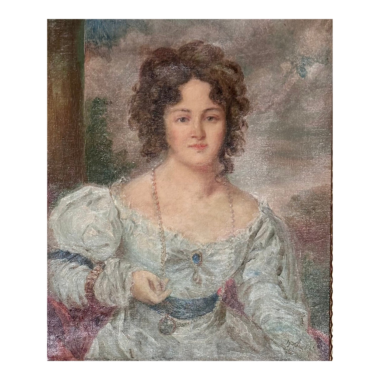 Antique French Portrait Painting of Beautiful Woman | Chairish