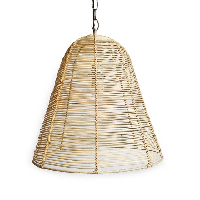 Wicker Strip Bell Pendant Light Medium For Sale In Los Angeles - Image 6 of 8