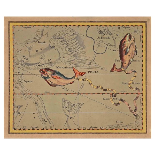 Charles De La Haye, Pisces, Original Etching, 18th-Century For Sale