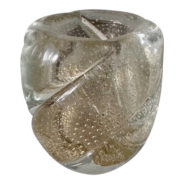 Vintage Murano Gold Bullicante Vase Matchstick Holder For Sale