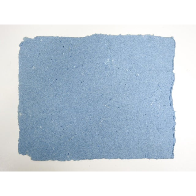 Late 20th century modernist ink on handmade paper drawing of figure and bird by Eva Bouzard-Hui (1936-2023) New Jersey....