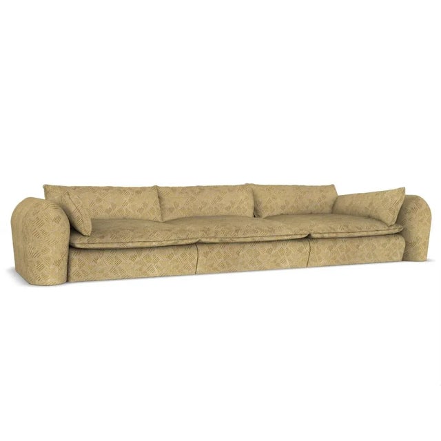 Contemporary Modern Comfy Sofa in Linen Fabric by Collector For Sale - Image 3 of 6