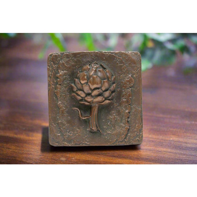 1990s Vintage Rustic Ceramic Artichoke Art Tile For Sale - Image 5 of 5