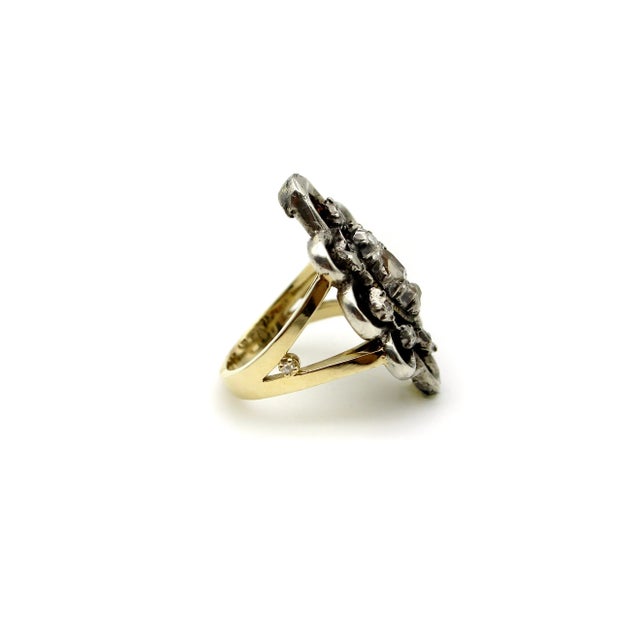 Metal 1920s Georgian Revival 14k Gold and Sterling Silver Ring With Diamonds, Size 7 For Sale - Image 7 of 8