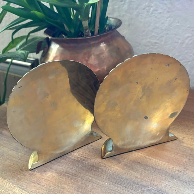 1980s 1980s Brass Sea Shell Bookends by Andrea Sadek - A Pair For Sale - Image 5 of 6