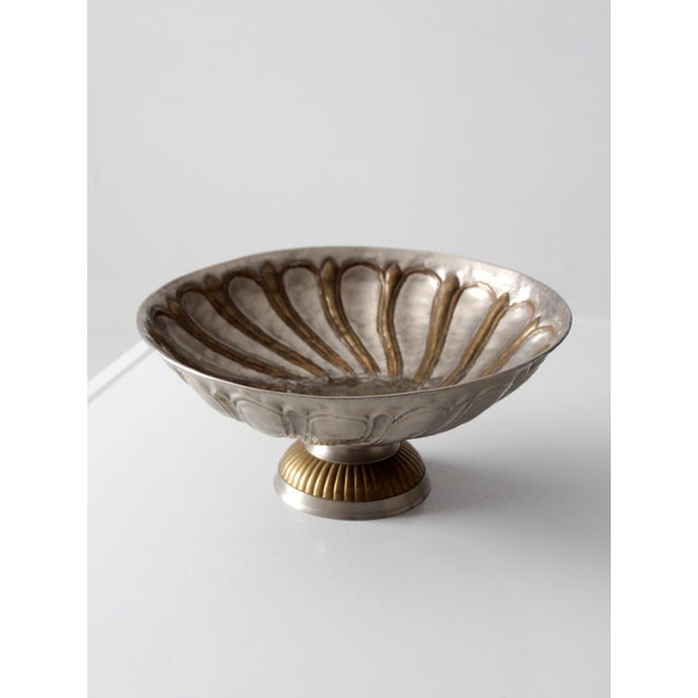 Silver Mid Century Hollywood Regency Pedestal Bowl For Sale - Image 8 of 9