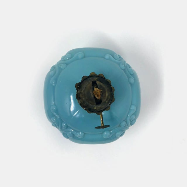 Antique EAPG Blue Glass Oil Lamp For Sale In Houston - Image 6 of 7