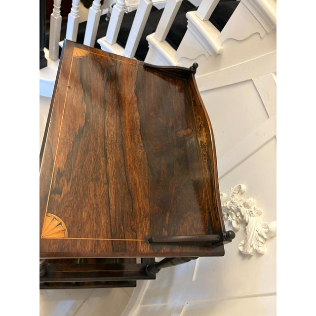 Antique Victorian Rosewood Inlaid Canterbury, 1890 For Sale - Image 9 of 11