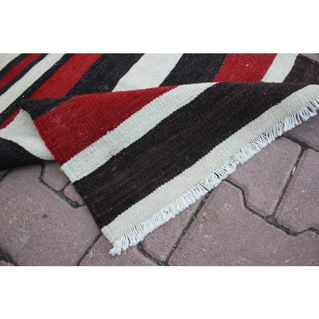 1980s Tribal Red Striped Cappadocia Kilim For Sale - Image 11 of 13
