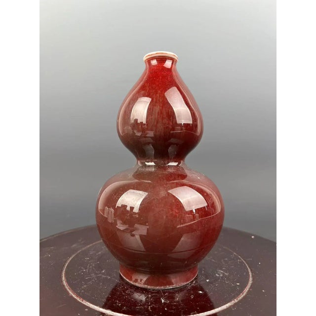1960s Chinese Vintage Porcelain Vase Old Porcelain Factory Flambé Glaze Porcelain Double-Gourd Vase For Sale - Image 5 of 5