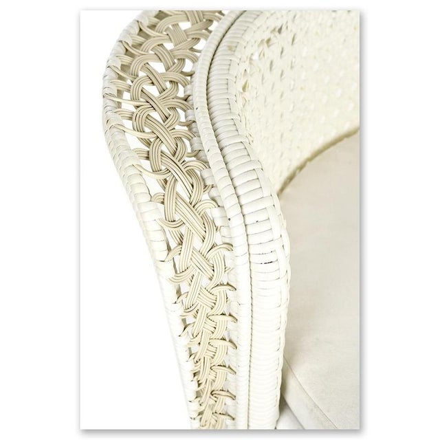 Emmanuelle White Woven Rattan Armchair For Sale - Image 5 of 7