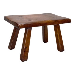 Vintage Farmhouse Colonial Pine Step Foot Stool Ottoman For Sale