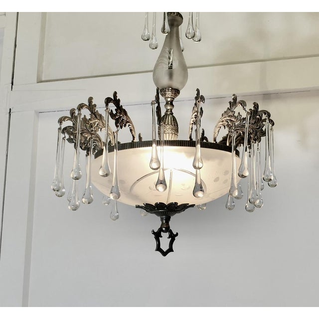 Arts and Crafts Crystal Bowl Chandelier, 1920s For Sale - Image 6 of 10