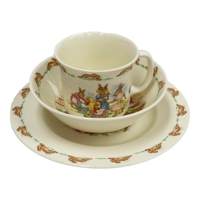Vintage Royal Doulton Bunnykins Dishware Set, 3 PCS For Sale