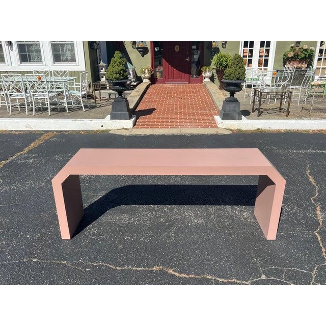 1980s Post Modern Mauve Laminated Waterfall Sofa Table For Sale - Image 5 of 18