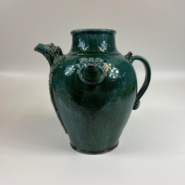 Chinese Ceramic Wine Jug in Turquoise Early 19th Century For Sale In San Francisco - Image 6 of 13