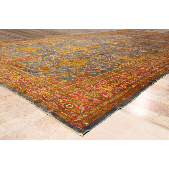 Navy Blue Late 19th Century Persian Sultanabad Rug, 10'05 X 19'00 For Sale - Image 8 of 10