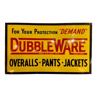 Large 1950s Painted Tin Advertising Sign for DubbleWare For Sale