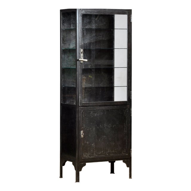 Polished Iron Medical Cabinet, 1930s For Sale