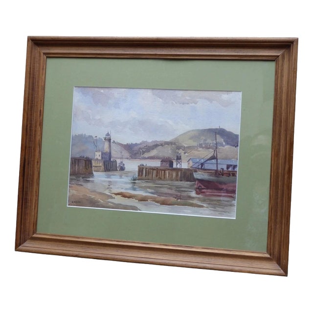 D. M. Bland, Scarborough Harbour, 1975, Watercolor on Paper, Framed For Sale