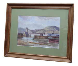D. M. Bland, Scarborough Harbour, 1975, Watercolor on Paper, Framed