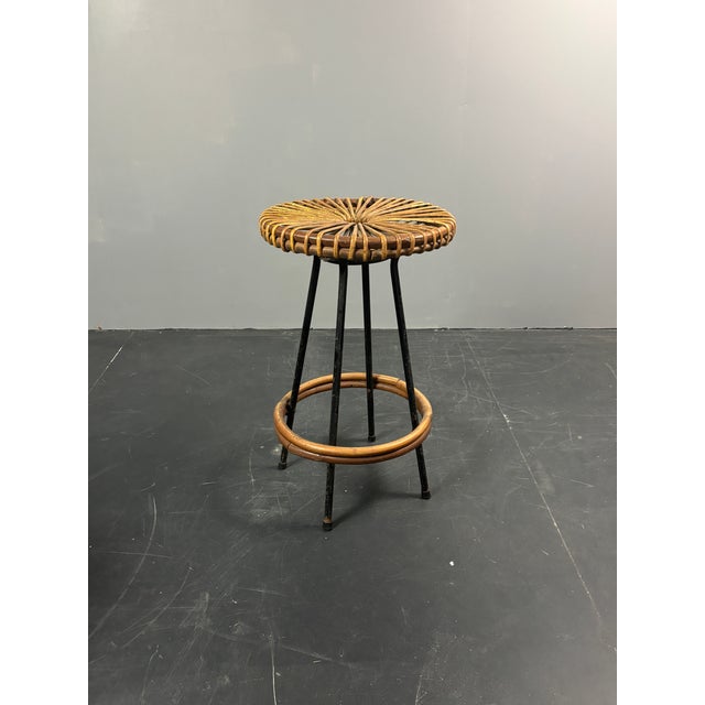 Mid-Century Modern Dutch Rattan Bamboo Bar Stool by Dirk Van Sliedrecht for Rohé Noordwolde, 1950s For Sale - Image 15 of 18
