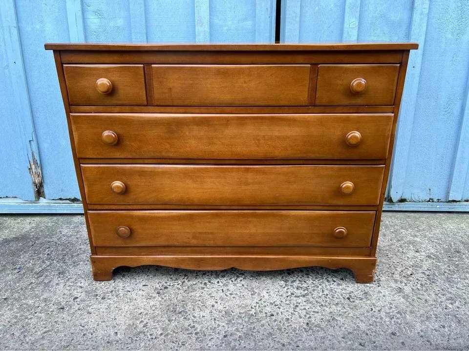 vintage brown dresser 6 Drawer Double Dresser Features Vintage Style And Bevel Design Brown Mdf main image 1