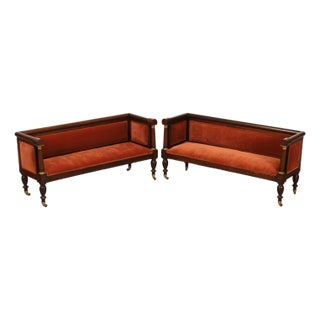 Antique American Classical Period Pair Of Ormolu Mounted Box Sofas For Sale