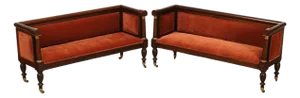Antique American Classical Period Pair Of Ormolu Mounted Box Sofas
