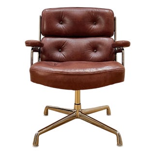 ES 108 Lobby Chair in Brown Leather by Charles and Ray Eames for Vitra, 1960s For Sale