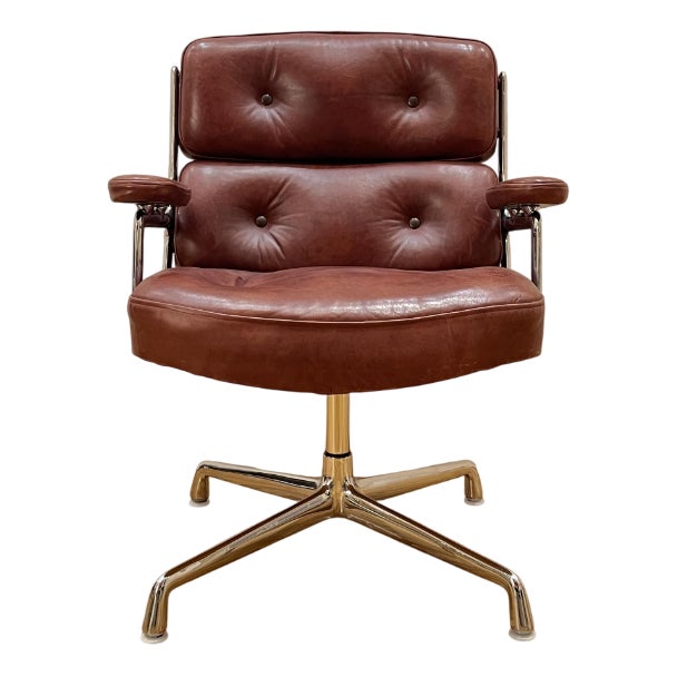 ES 108 Lobby Chair in Brown Leather by Charles and Ray Eames for Vitra, 1960s For Sale