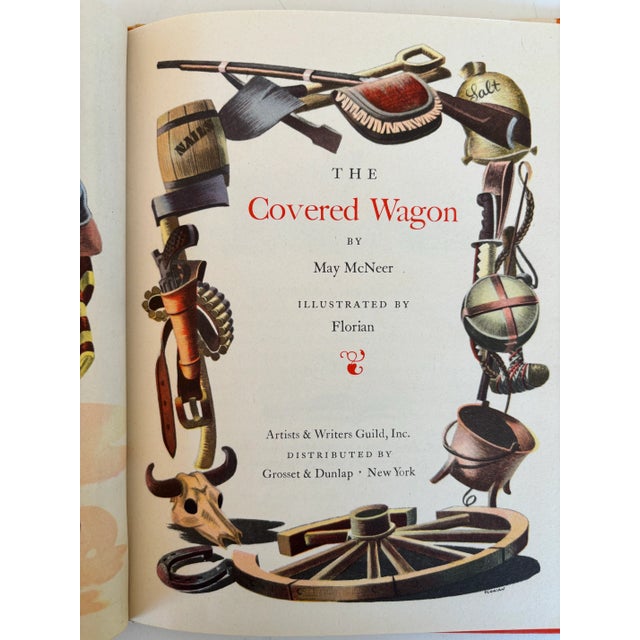The Covered Wagon Hardcover in Dust Jacket by May McNeer Illustrations by Florian 1944 For Sale - Image 9 of 12