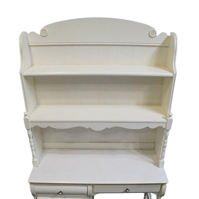 Lexington Furniture Lexington Furniture Off White Painted Traditional Victorian Style 44" Student Desk W. Bookcase Hutch 509-534 / 509-541 For Sale - Image 4 of 13