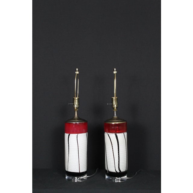 Mid 20th Century F. Fabbian Style Murano Lamps - a Pair For Sale In Miami - Image 6 of 13