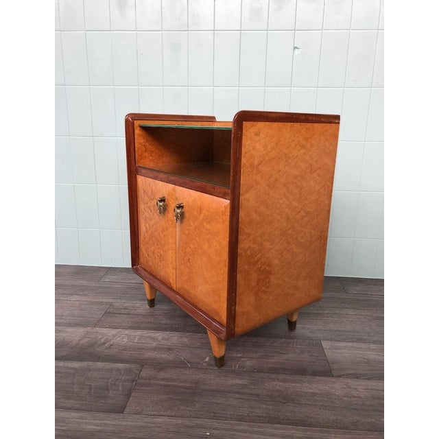 Vintage Italian Bedside Table with Green Glass Top, 1940s For Sale - Image 10 of 18