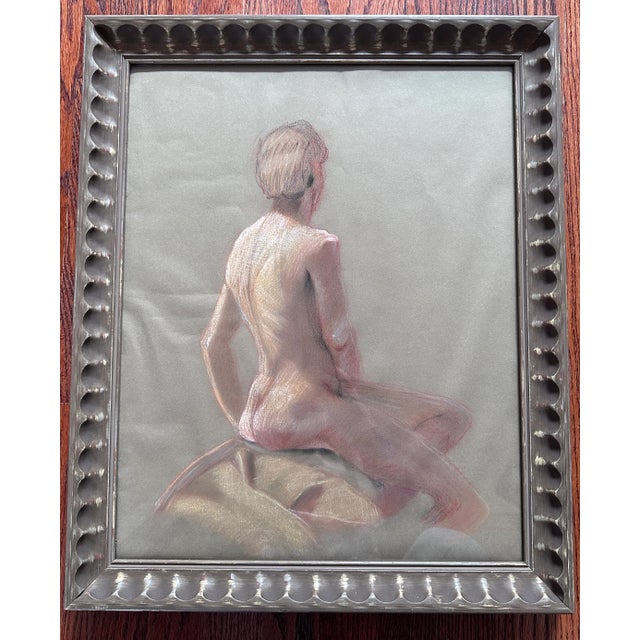 Vintage Pastel Nude Portrait Framed Art For Sale - Image 4 of 8