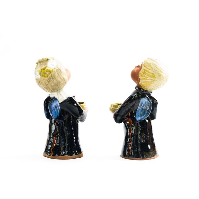 Ceramic Figurine Angel Candleholders, Vienna, 1950s, Set of 2 For Sale - Image 4 of 9