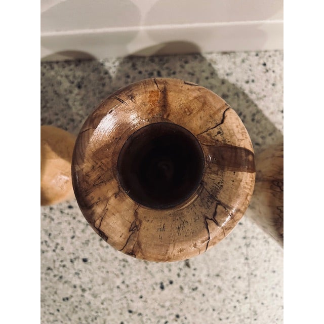 2000 - 2009 Set of Three Hand-Turned Spalted Maple Sculptures (3) — Signed “B.” — Organic/Studio Craft/Sculptural Decor— Indiana Studio Work For Sale - Image 5 of 10