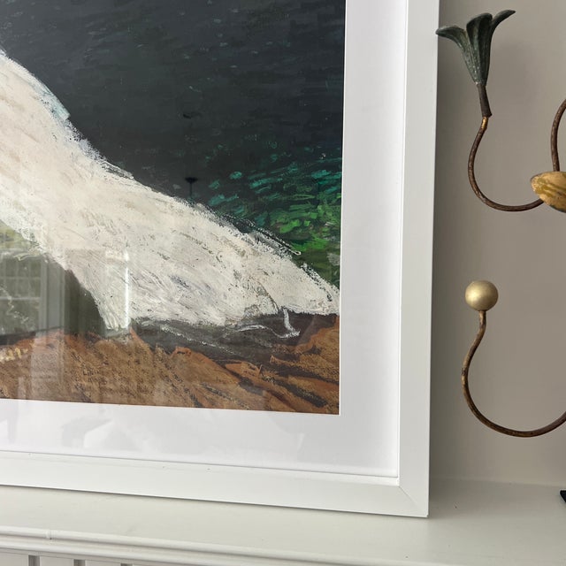 Large Scale Framed Abstract Landscape Pastel Painting of a Waterfall For Sale - Image 4 of 8