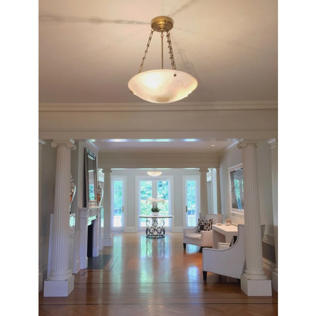 Alabaster Dish Ceiling Light From Charles Edwards, 28.5" Drop For Sale - Image 4 of 5