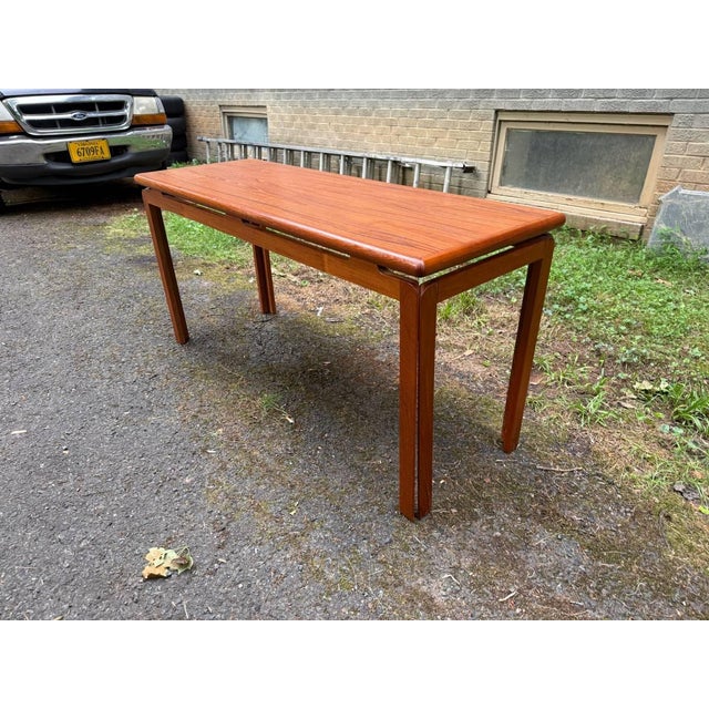 Late 20th Century Danish Mid Century Teak Floating Top Design Low Console Table. For Sale - Image 5 of 13